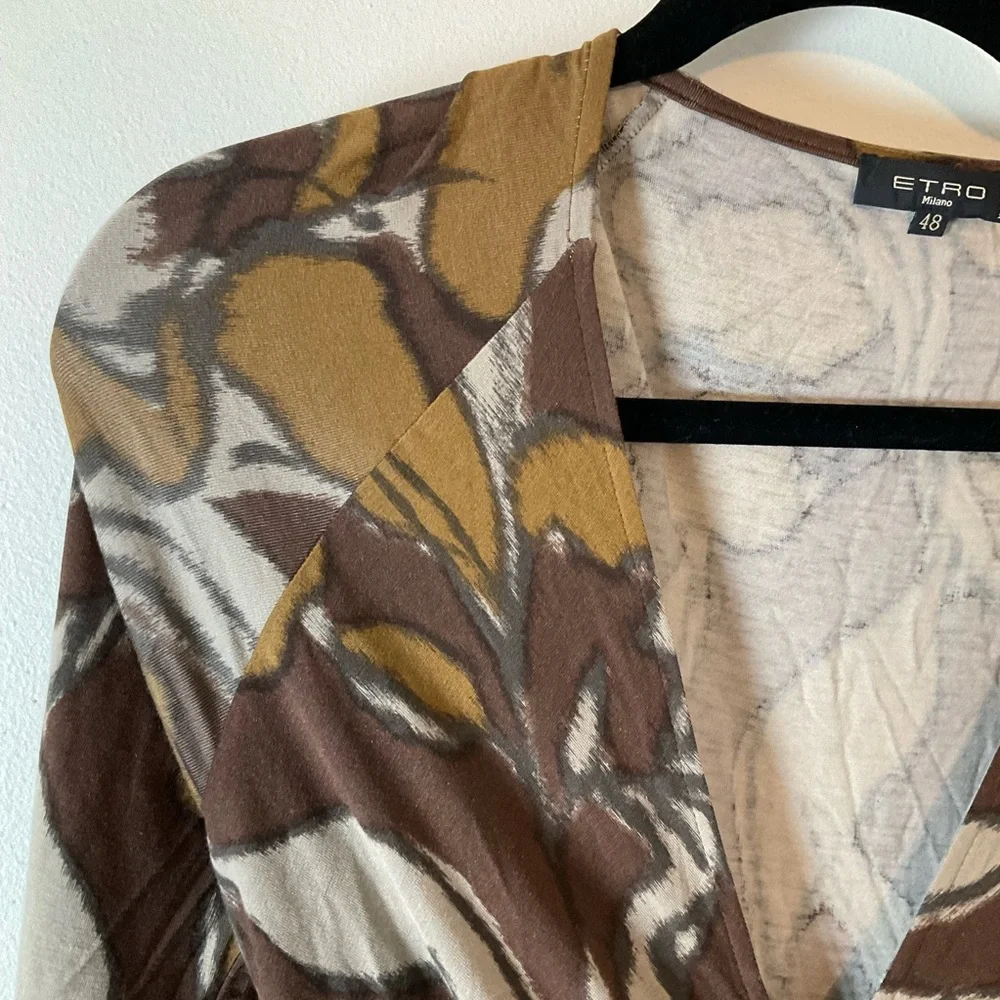 ETRO Midi Wrap Dress | Printed | Brown | Italy | 48 | Large | 12 - Picture 12 of 14